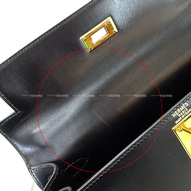 [Pre-loved] HERMES Shoulder bag Kelly28 Sellier Studs Noir (Black) Box Calf Gold HW Stamp 〇Z[LIKE NEW][Authentic]