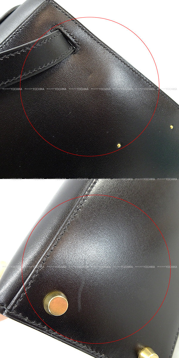 [Pre-loved] HERMES Shoulder bag Kelly28 Sellier Studs Noir (Black) Box Calf Gold HW Stamp 〇Z[LIKE NEW][Authentic]