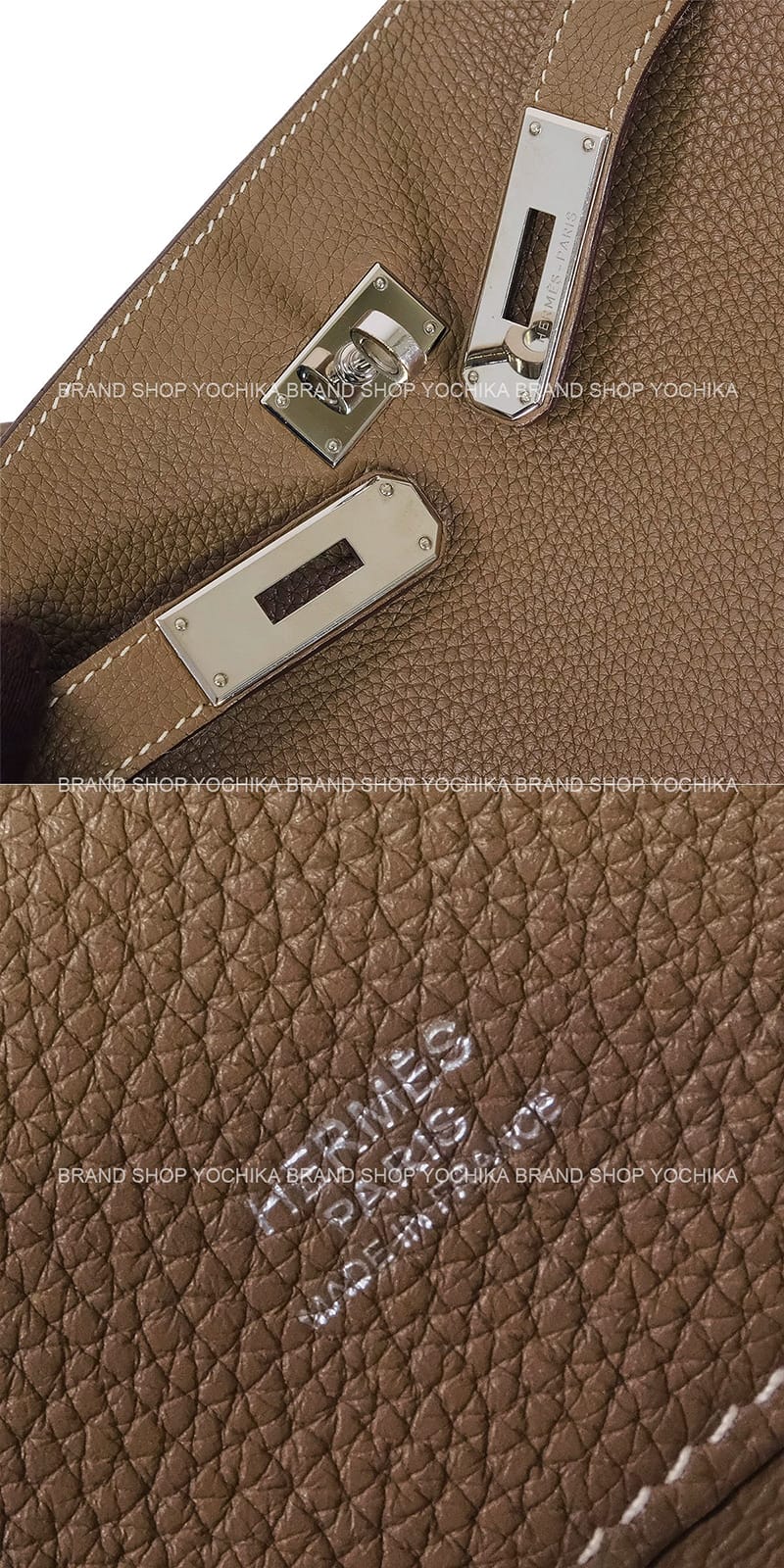 [Pre-loved] HERMES Shoulder bag So Kelly 22 Etoupe Veau Togo Silver HW Stamp □M[USED AB][Authentic]
