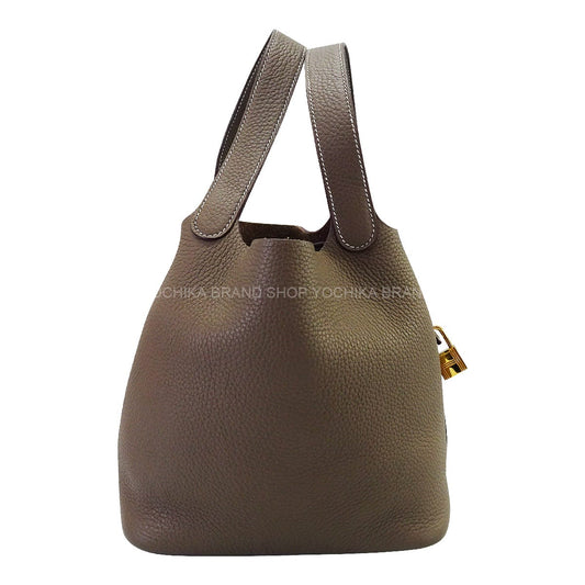 [Pre-loved] HERMES Handbag Picotin Lock 22 MM Etoupe Taurillon Clemence Gold HW Stamp W[LIKE NEW][Authentic]