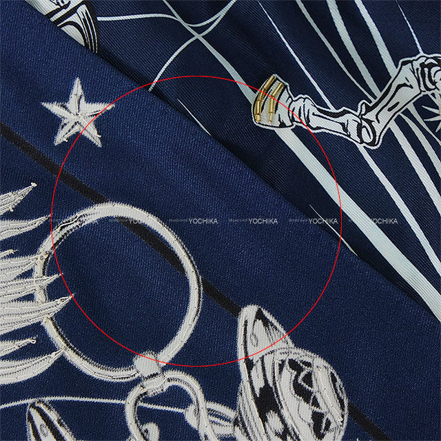 [Pre-loved] HERMES scarf Carre 70 Pre-shoe Chorus Stellarum Metallic with Jewelry Embroidery Noir (Black)/Blanc (White)/Marine Silk100%[LIKE NEW][Authentic]