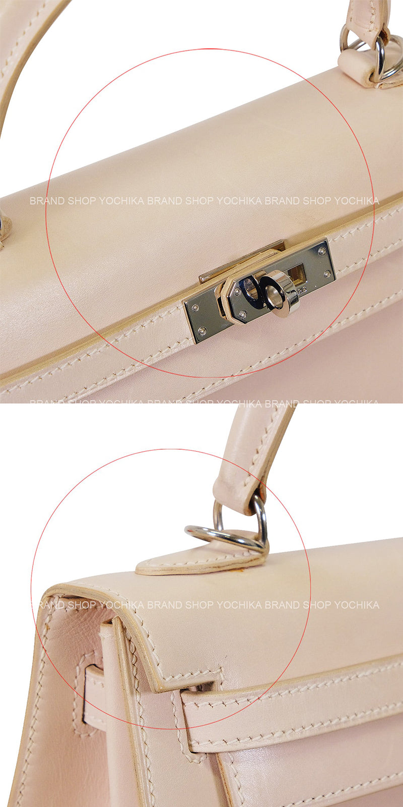 [Pre-loved] HERMES Shoulder bag Kelly25 Sellier Rose Dragee Box Nepal Silver HW Stamp □E[USED AB][Authentic]