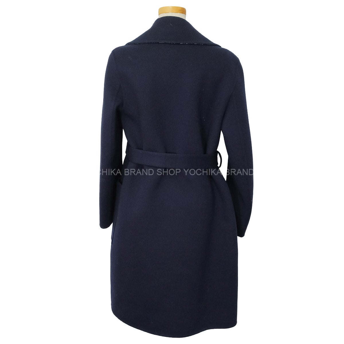 Dior Ladies Oblique Long Coat Double face with Belt Navy Virgin Wool/Silk #34 110M36A1375[BRAND NEW][Authentic]