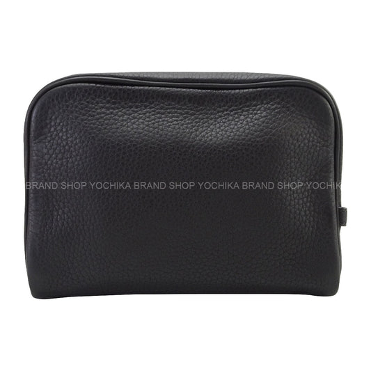 HERMES Pouch Trousse Victoria II PM Noir (Black) Taurillon Clemence Silver HW Stamp □I[EXCELLENT][Authentic]