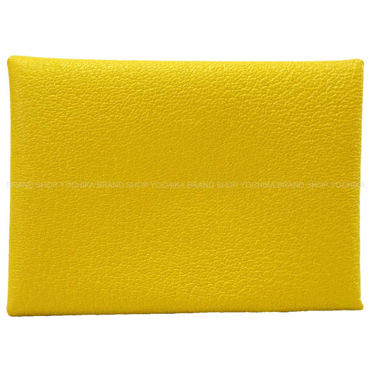 HERMES card holder Calvi Duo Sun Chevre Mysore Silver HW Stamp K[BRAND NEW][Authentic]