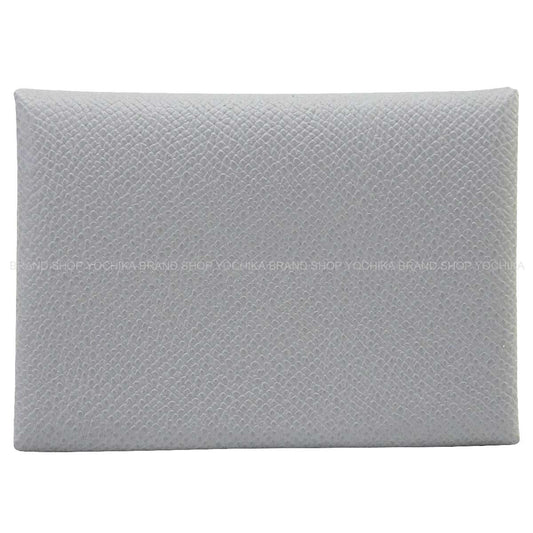 HERMES card holder Calvi Duo Gris Pantin Veau Epsom Silver HW Stamp K[BRAND NEW][Authentic]