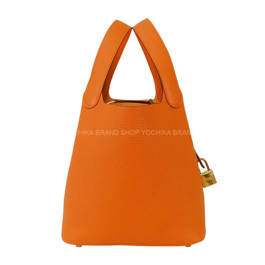 HERMES Handbag Picotin Lock 18 PM Orange Taurillon Clemence Gold HW Stamp K[BRAND NEW][Authentic]