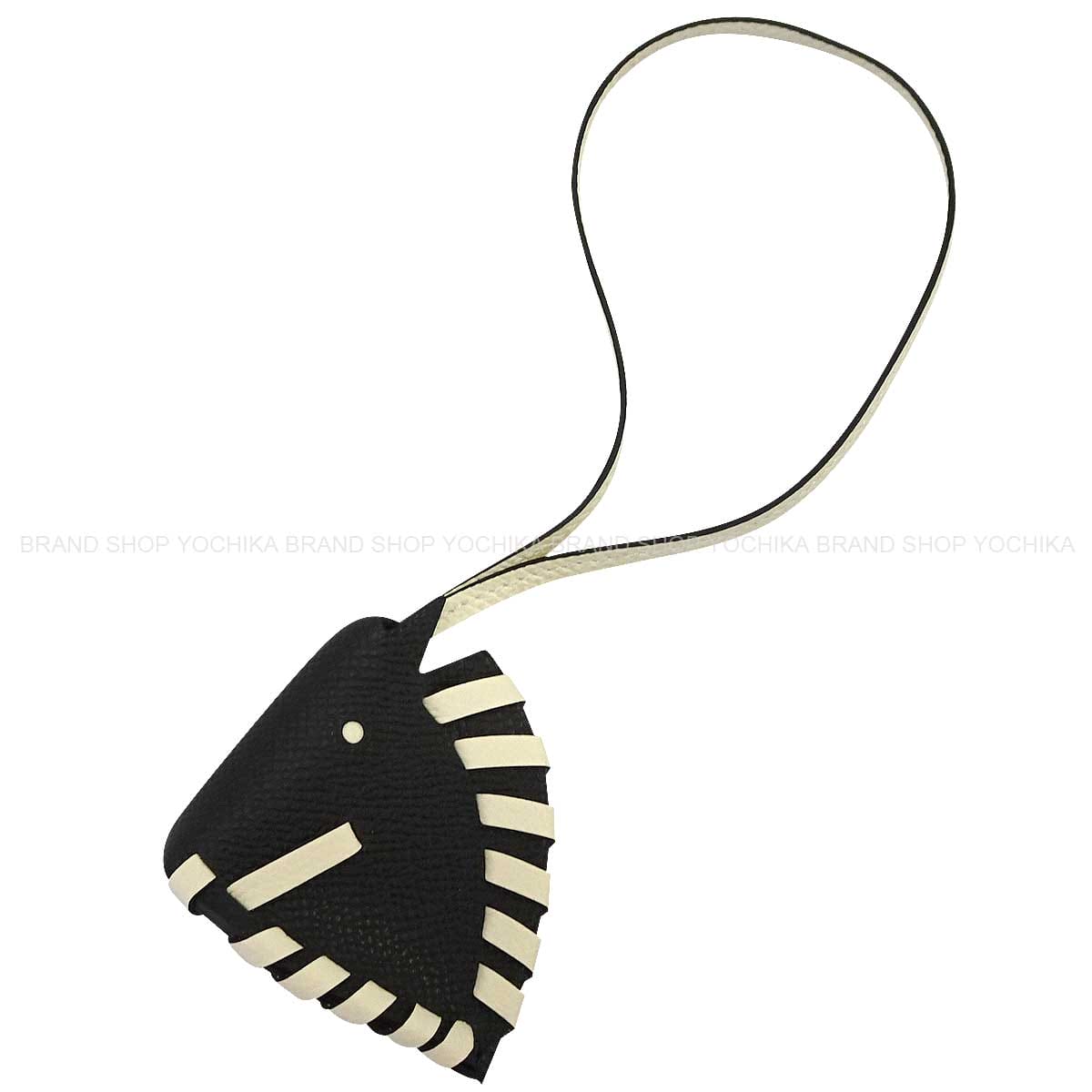 HERMES bag charm Cheval Tresse Noir (Black)/Craie Veau Epsom Stamp K[BRAND NEW][Authentic]