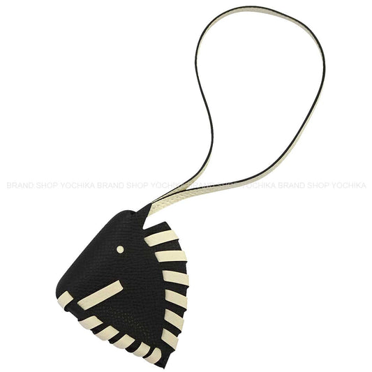 HERMES bag charm Cheval Tresse Noir (Black)/Craie Veau Epsom Stamp K[BRAND NEW][Authentic]