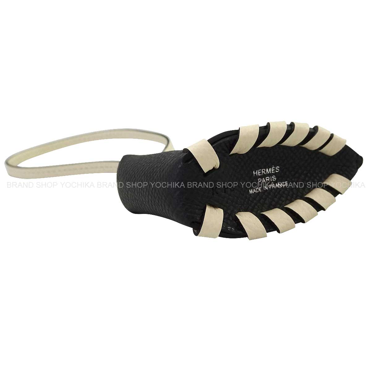 HERMES bag charm Cheval Tresse Noir (Black)/Craie Veau Epsom Stamp K[BRAND NEW][Authentic]