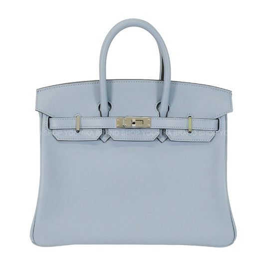 HERMES Handbag Birkin25 Bleu Lin Veau Swift Silver HW Stamp K[ALMOST NEW][Authentic]