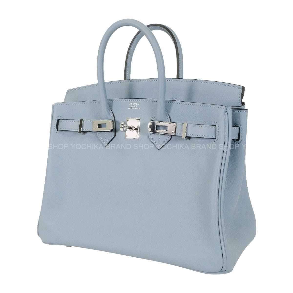 HERMES Handbag Birkin25 Bleu Lin Veau Swift Silver HW Stamp K[ALMOST NEW][Authentic]