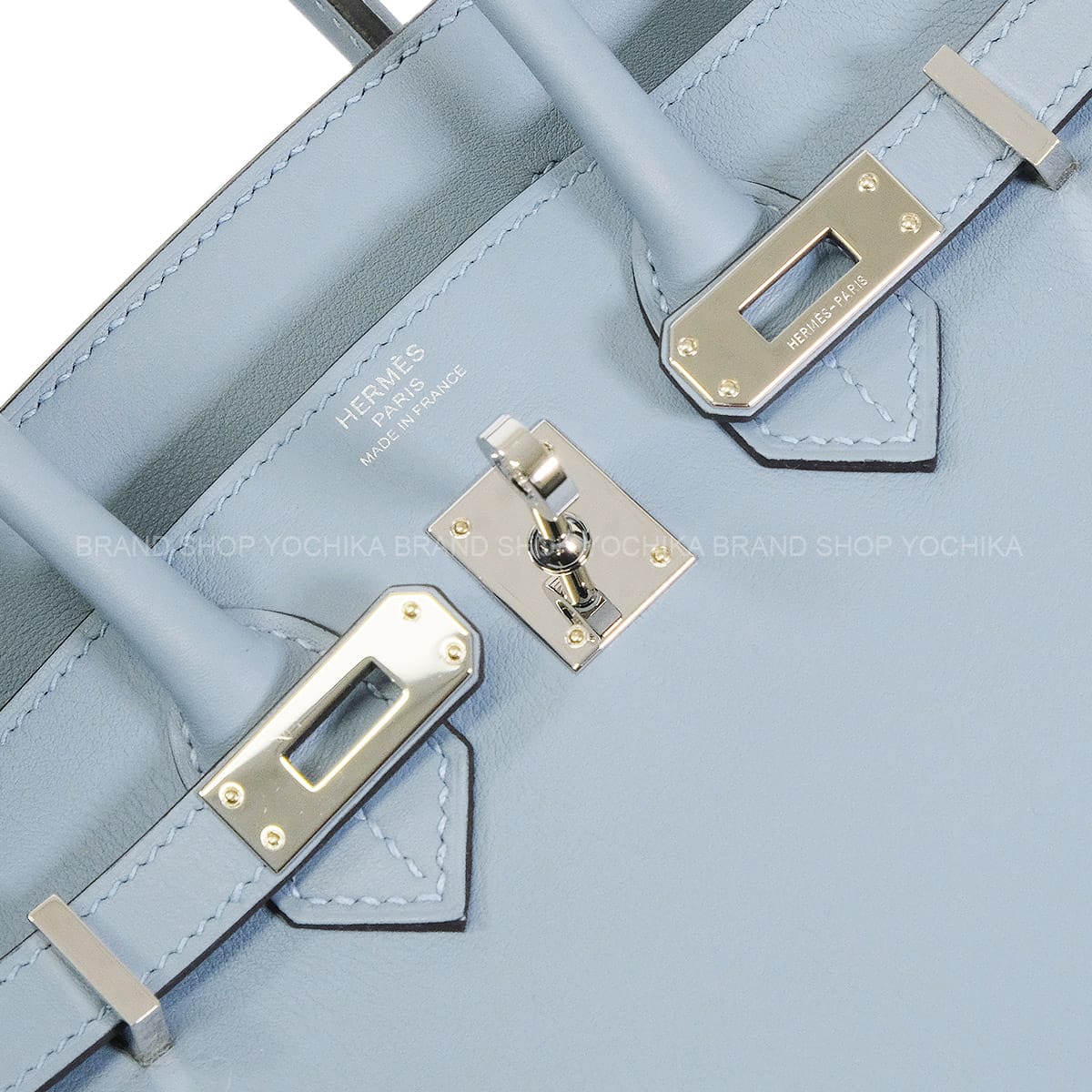 HERMES Handbag Birkin25 Bleu Lin Veau Swift Silver HW Stamp K[ALMOST NEW][Authentic]