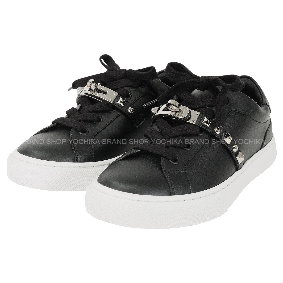24/25 AW HERMES sneakers Day With Studs Noir (Black) Calf #36.5 Silver HW H242150Z[EXCELLENT][Authentic]