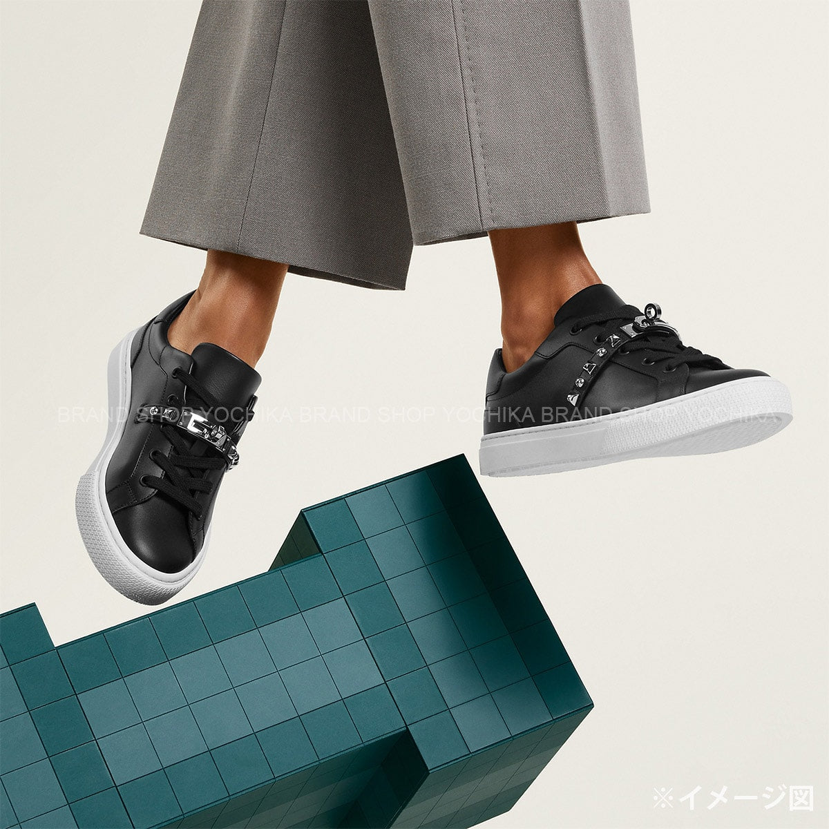 24/25 AW HERMES sneakers Day With Studs Noir (Black) Calf #36.5 Silver HW H242150Z[EXCELLENT][Authentic]
