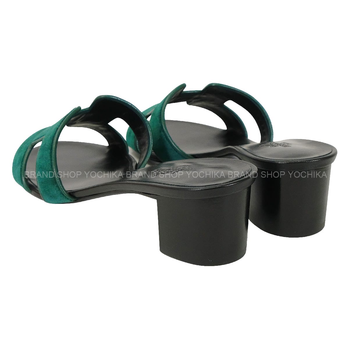 HERMES sandals OASIS Vert Fonce/Noir (Black) Velour #36.5 H232162Z[ALMOST NEW][Authentic]
