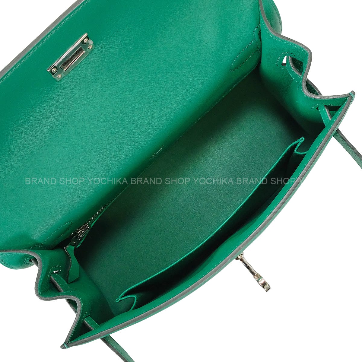 [Pre-loved] HERMES Shoulder bag Kelly25 Sellier Ecru/Vert Vertigo Toile H/Veau Swift Silver HW Stamp W[LIKE NEW][Authentic]