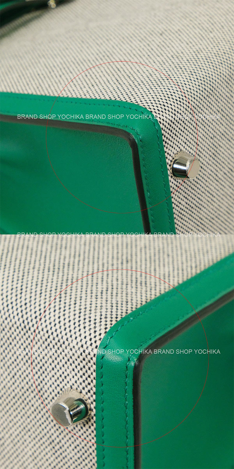 [Pre-loved] HERMES Shoulder bag Kelly25 Sellier Ecru/Vert Vertigo Toile H/Veau Swift Silver HW Stamp W[LIKE NEW][Authentic]