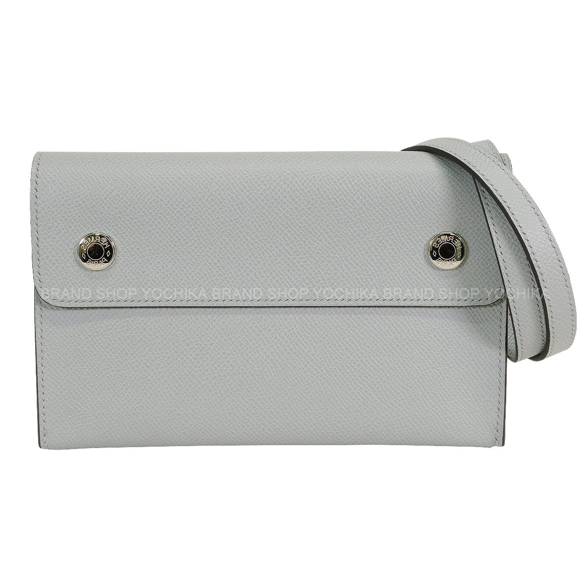 HERMES long wallet Hermesnap To Go Bleu Glacier Veau Epsom Silver HW Stamp K[ALMOST NEW][Authentic]