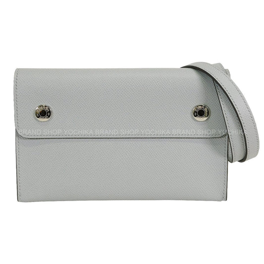 HERMES long wallet Hermesnap To Go Bleu Glacier Veau Epsom Silver HW Stamp K[ALMOST NEW][Authentic]