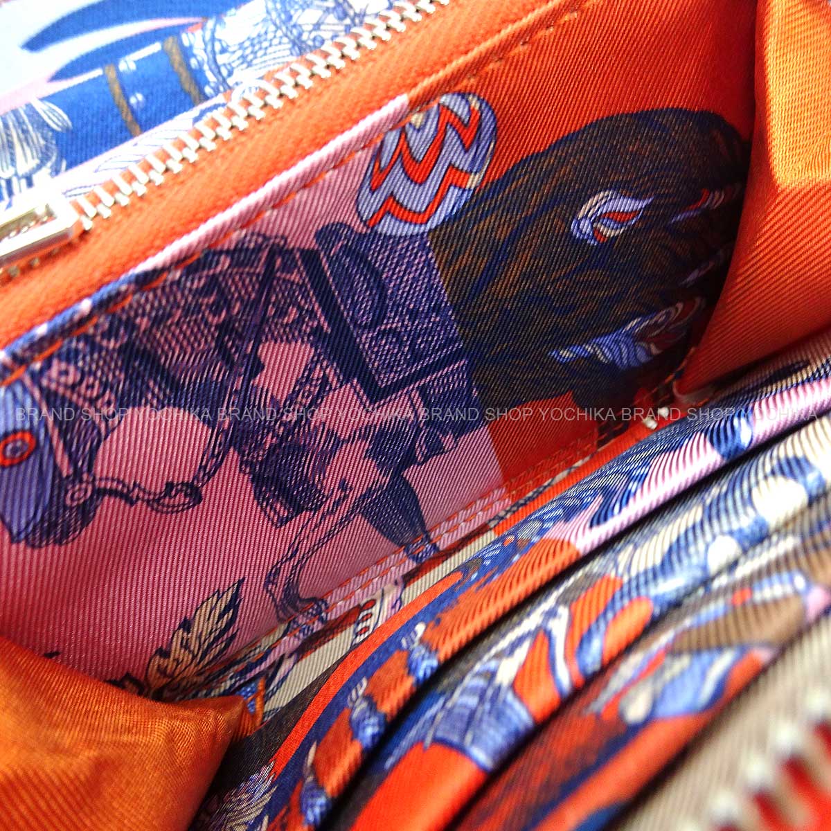 HERMES Bi-fold wallet Azap Silk'in Compact Della Cavalleria Rose Jaipur/Bleu Saphir/Pink Veau Epsom/Silk/Veau Barenia Silver HW Stamp B[EXCELLENT][Authentic]