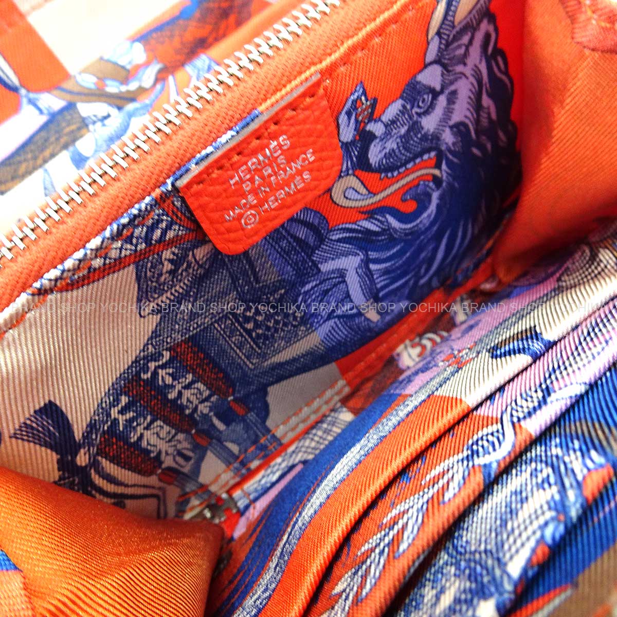 HERMES Bi-fold wallet Azap Silk'in Compact Della Cavalleria Rose Jaipur/Bleu Saphir/Pink Veau Epsom/Silk/Veau Barenia Silver HW Stamp B[EXCELLENT][Authentic]