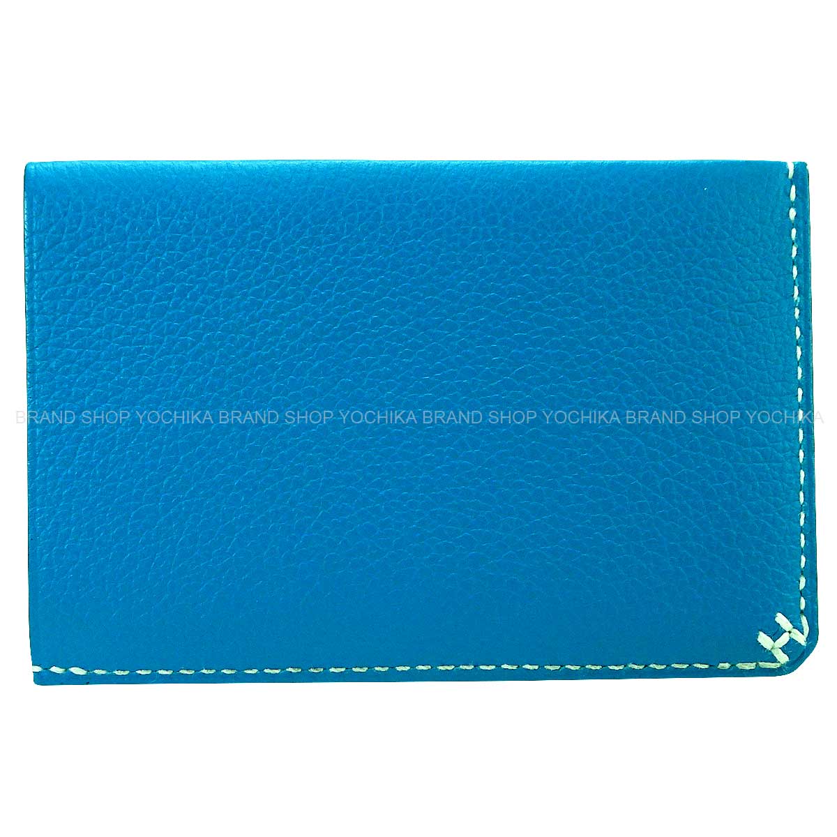 HERMES card holder H Sellier Bleu Zanzibar Evercolor Stamp B[EXCELLENT][Authentic]
