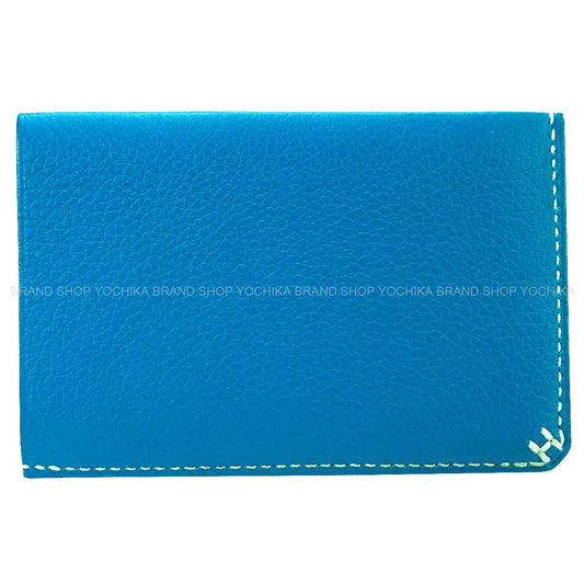 HERMES card holder H Sellier Bleu Zanzibar Evercolor Stamp B[EXCELLENT][Authentic]