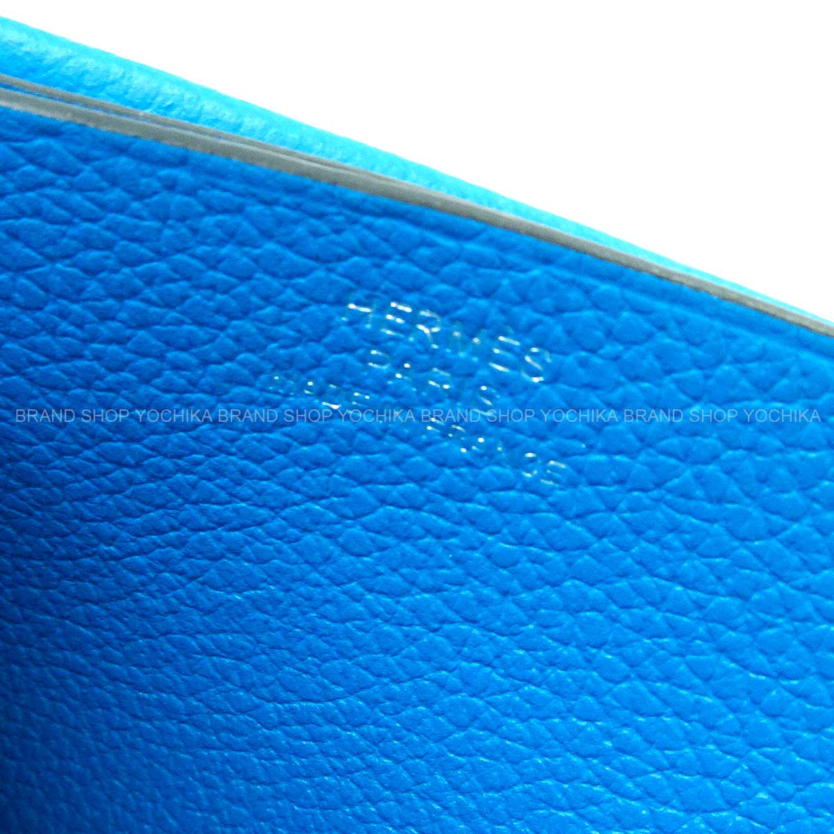 HERMES card holder H Sellier Bleu Zanzibar Evercolor Stamp B[EXCELLENT][Authentic]