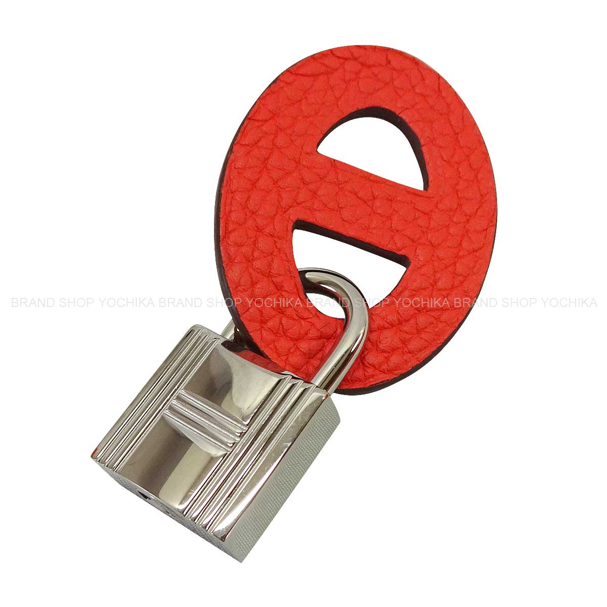 HERMES Petit H Maillon Enchainee Cadenas Rose Jaipur/Orange Veau Togo/Chevre Mysore Silver HW[EXCELLENT][Authentic]