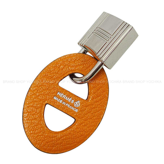 HERMES Petit H Maillon Enchainee Cadenas Rose Jaipur/Orange Veau Togo/Chevre Mysore Silver HW[EXCELLENT][Authentic]
