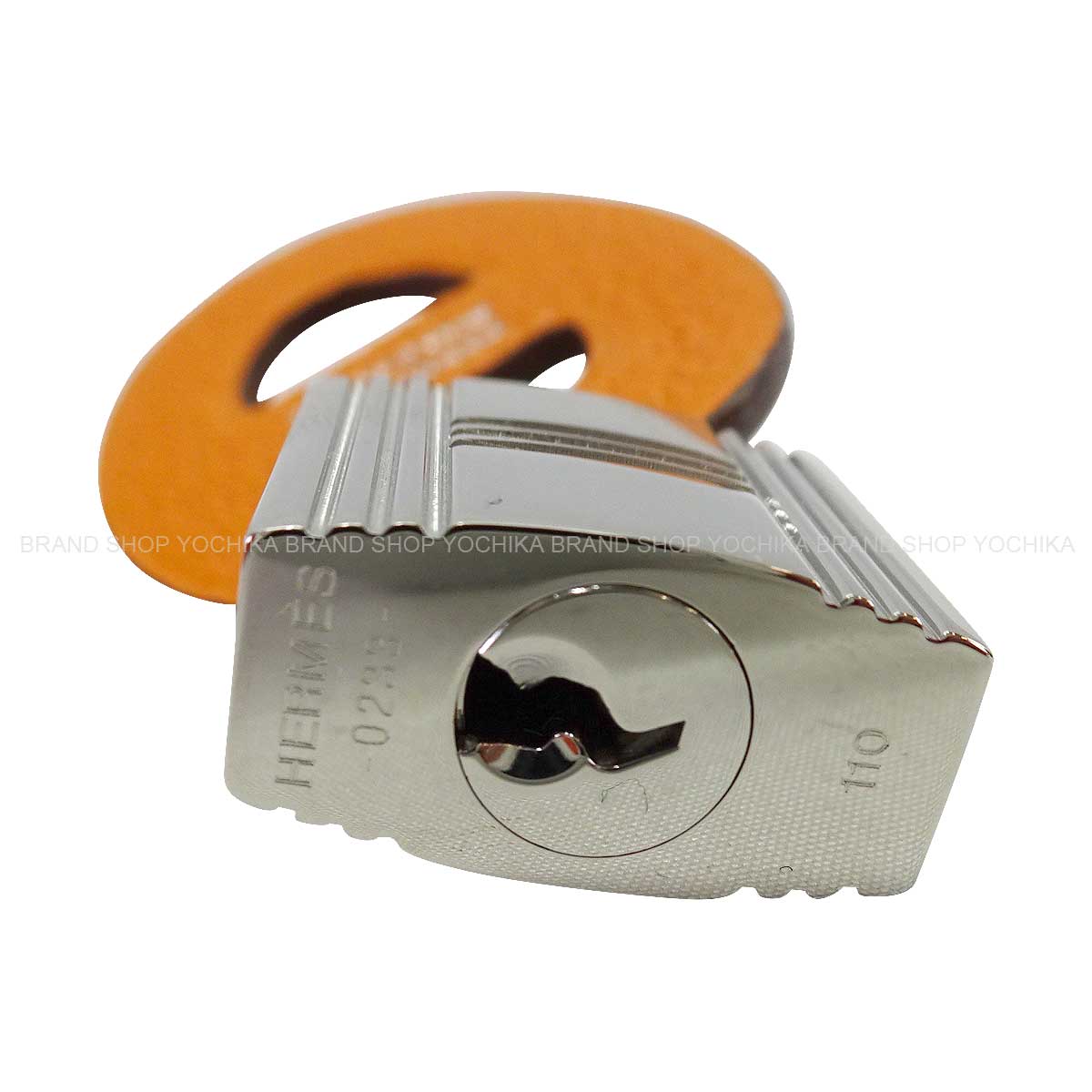 HERMES Petit H Maillon Enchainee Cadenas Rose Jaipur/Orange Veau Togo/Chevre Mysore Silver HW[EXCELLENT][Authentic]