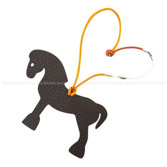 HERMES bag charm Petit H Cheval Hermy Ebene/Cuivre Veau Togo/Chevre Mysore[EXCELLENT][Authentic]
