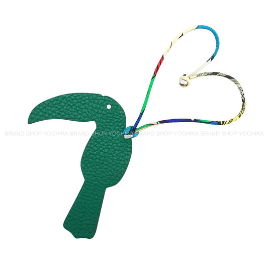 HERMES bag charm Petit H Toucan Malachite/Cuivre Veau Togo/Chevre Mysore[EXCELLENT][Authentic]