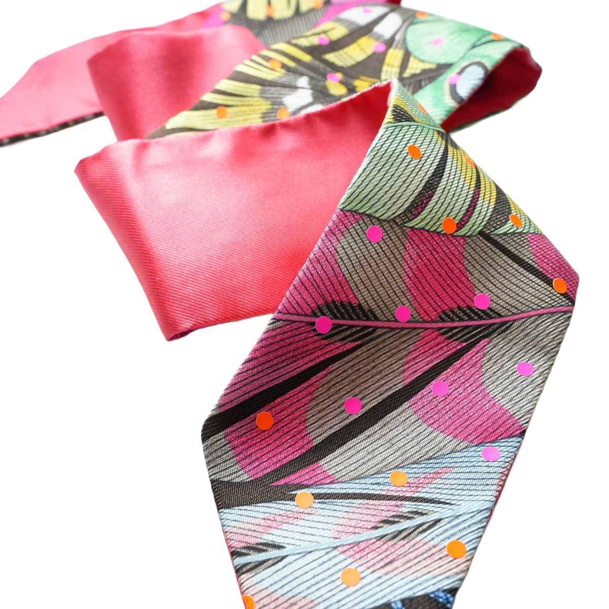 HERMES scarf Twilly Plumetis Rose Silk100%[EXCELLENT][Authentic]