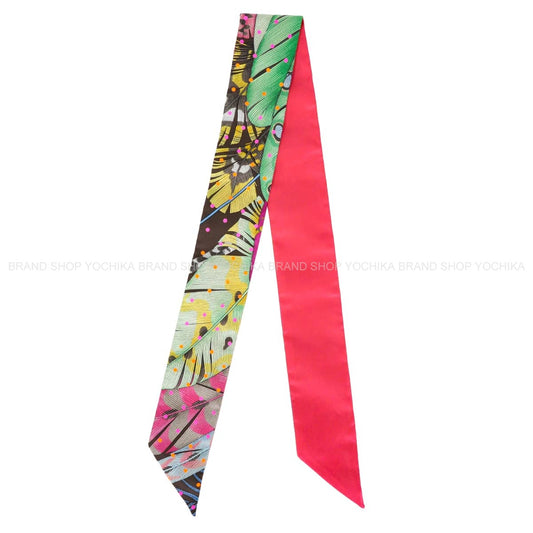 HERMES scarf Twilly Plumetis Rose Silk100%[EXCELLENT][Authentic]