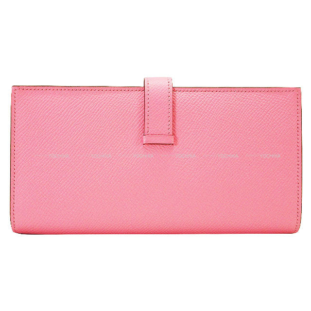 HERMES long wallet Bearn Soufflet Rose Confetti Veau Epsom Gold HW Stamp □R[EXCELLENT][Authentic]
