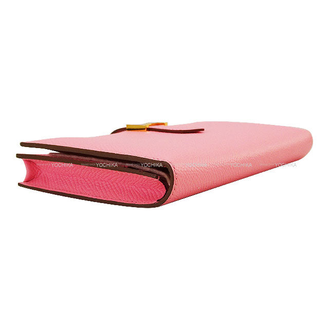 HERMES long wallet Bearn Soufflet Rose Confetti Veau Epsom Gold HW Stamp □R[EXCELLENT][Authentic]