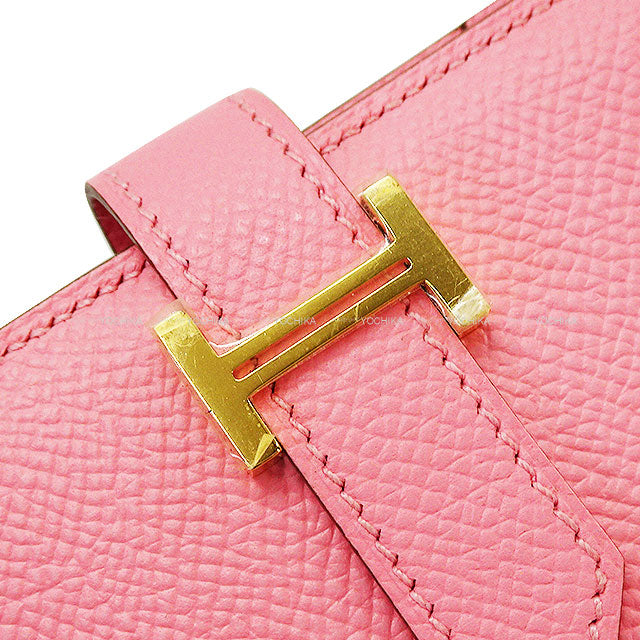 HERMES long wallet Bearn Soufflet Rose Confetti Veau Epsom Gold HW Stamp □R[EXCELLENT][Authentic]