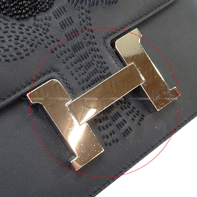 [Pre-loved] HERMES Shoulder bag Constance 3 18 Miroir Dancing Flower Noir (Black) Veau Swift Silver HW Stamp W[LIKE NEW][Authentic]