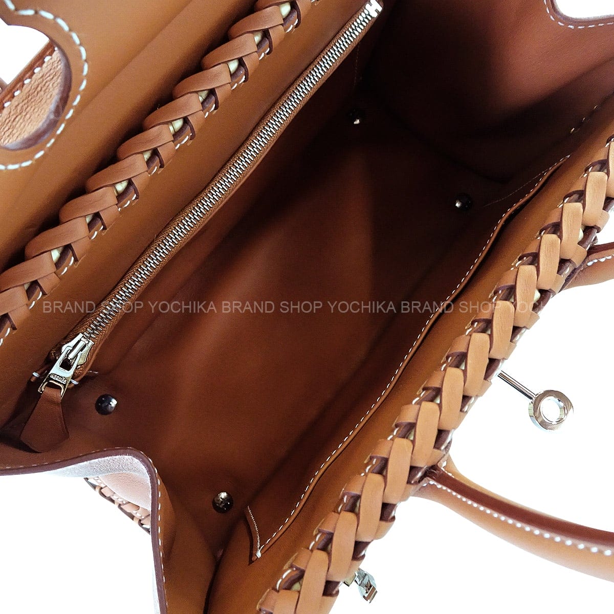 HERMES Handbag Birkin25 Picnic Gold Veau Swift Rattan Silver HW Stamp K[EXCELLENT][Authentic]