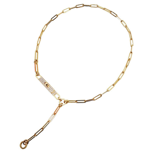 [Pre-loved] HERMES necklace Tie Necklace Kelly Chaine PM Pink Gold K18PG/Diamond[LIKE NEW][Authentic]