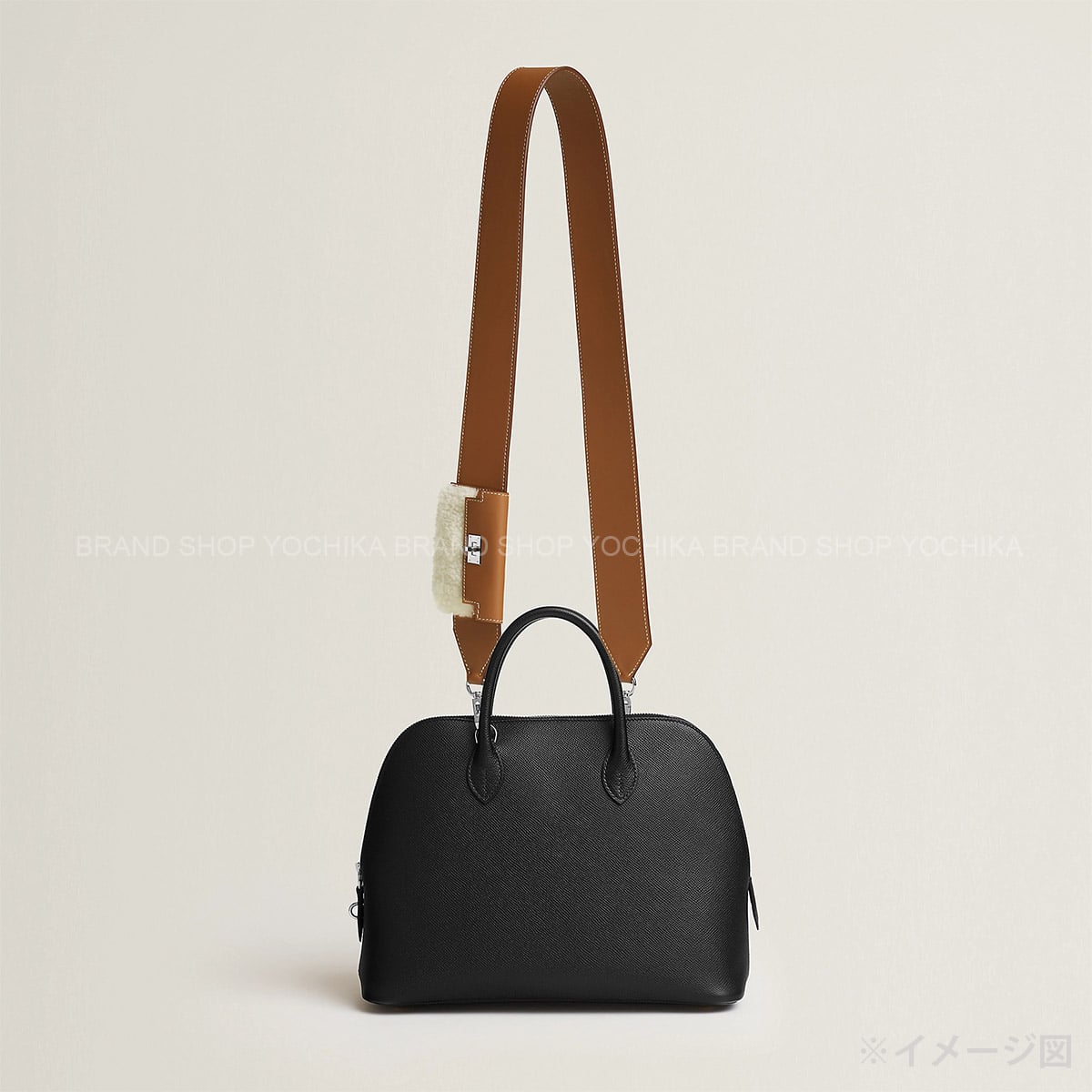HERMES shoulder strap Bandouliere Kelly Pocket PLUSH Teddy 50mm/85cm Gold/Ecru Veau Swift/Mouton Silver HW Stamp B[EXCELLENT][Authentic]