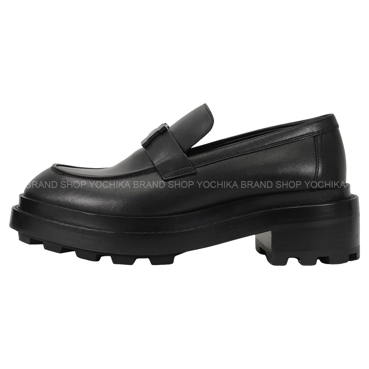 [Pre-loved] HERMES Moccasins Louvre Noir (Black) Calf #38.5 Black HW[LIKE NEW][Authentic]