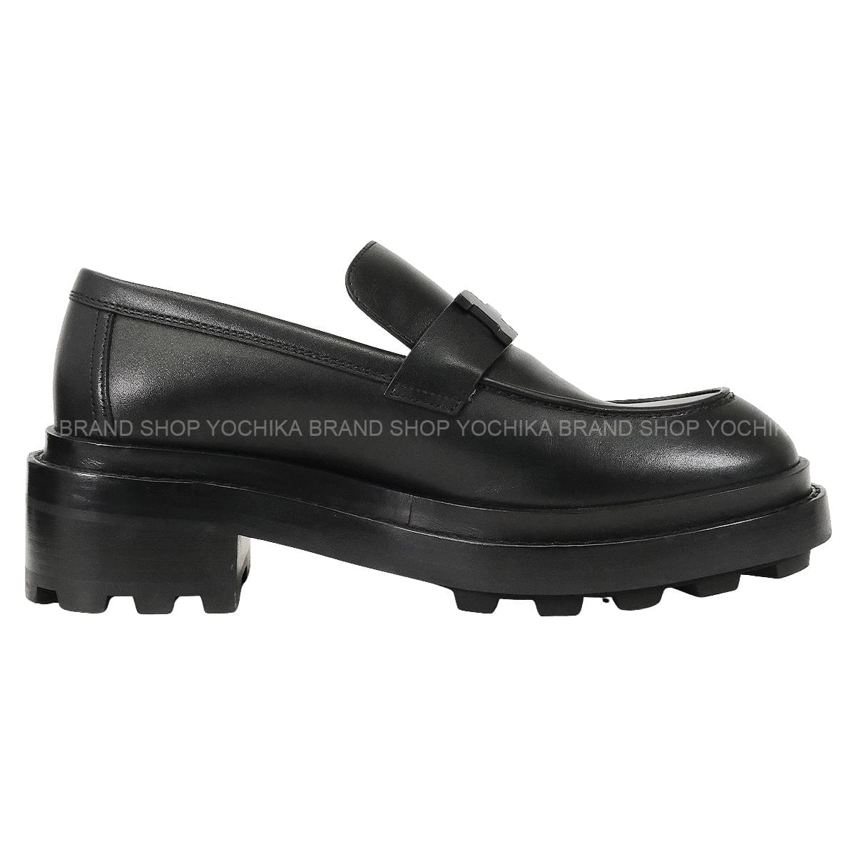 [Pre-loved] HERMES Moccasins Louvre Noir (Black) Calf #38.5 Black HW[LIKE NEW][Authentic]