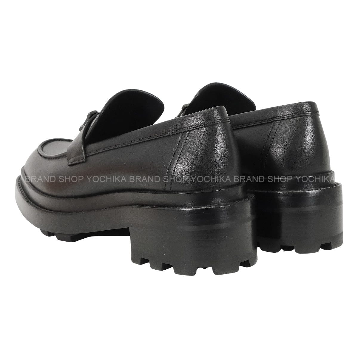 [Pre-loved] HERMES Moccasins Louvre Noir (Black) Calf #38.5 Black HW[LIKE NEW][Authentic]
