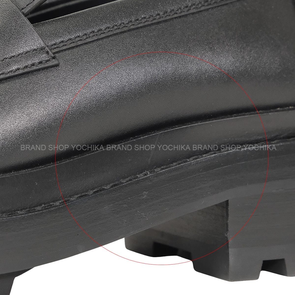 [Pre-loved] HERMES Moccasins Louvre Noir (Black) Calf #38.5 Black HW[LIKE NEW][Authentic]