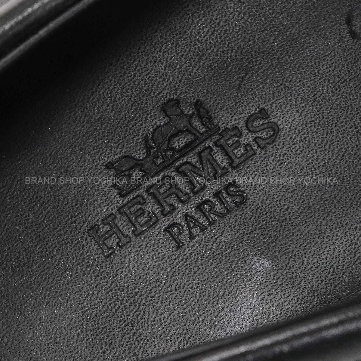 [Pre-loved] HERMES Moccasins Louvre Noir (Black) Calf #38.5 Black HW[LIKE NEW][Authentic]