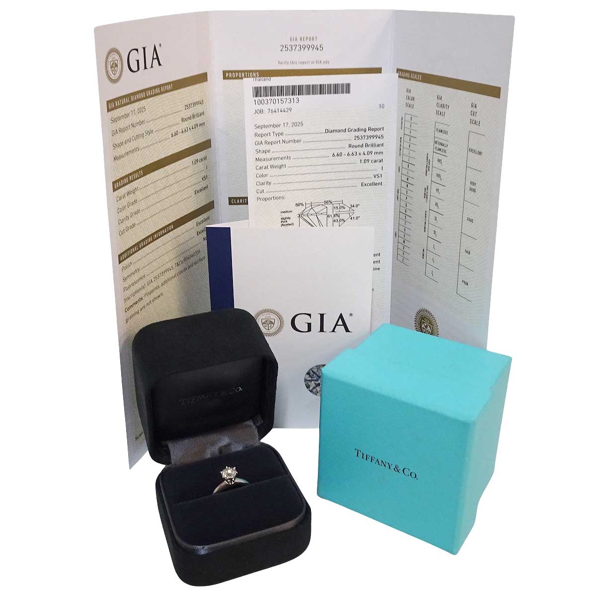 [Pre-loved] TIFFANY&Co. ring Solitaire Tiffany Setting Engagement Ring VS1 PT950/Diamond1.09CT #51[LIKE NEW][Authentic]