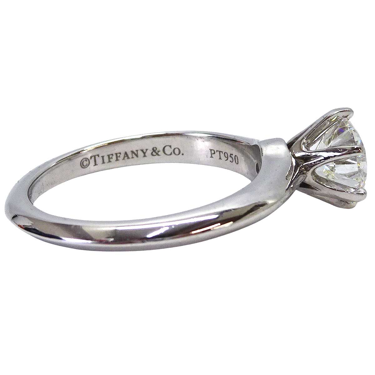 [Pre-loved] TIFFANY&Co. ring Solitaire Tiffany Setting Engagement Ring VS1 PT950/Diamond1.09CT #51[LIKE NEW][Authentic]